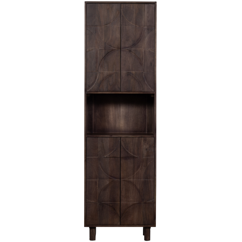 WOOOD DRAW 4-Dörrars Förvaringsskåp med Öppet Fack i Mango Valnöt