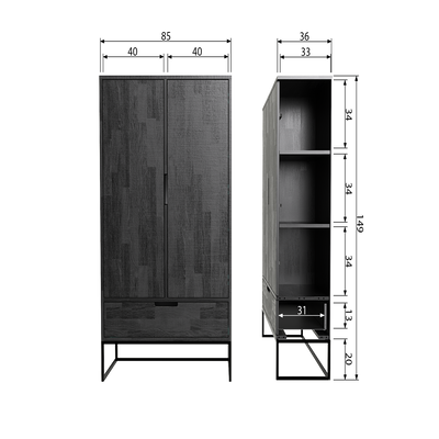 WOOOD SILAS 2-Dörrars Skåp i Svart Ask