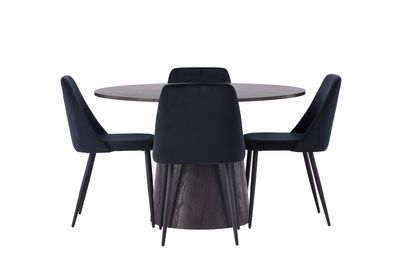 Venture Home Lanzo & Night Runt Matbord ⌀120 Mocka + 4 st Matstolar Svart