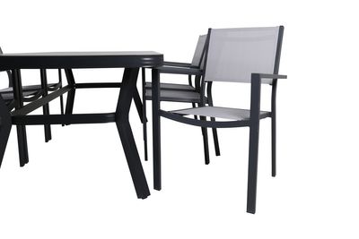 Venture Home Virya & Copacabana Rektangulärt Matbord 200 x 100 Svart + 6 st Matstolar