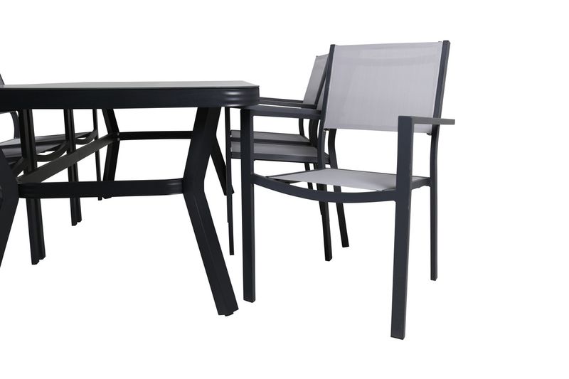 Venture Home Virya & Copacabana Rektangulärt Matbord 200 x 100 Svart + 6 st Matstolar