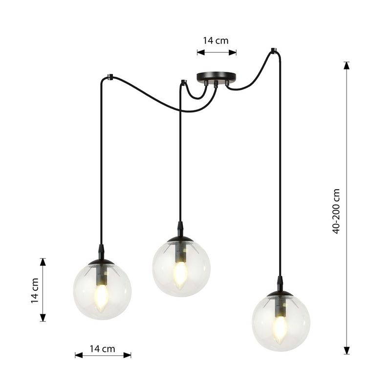Emibig Lighting Taklampa GIGI 3 BL TRANSPARENT