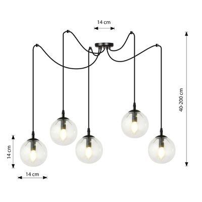 Emibig Lighting Taklampa GIGI 5 BL TRANSPARENT