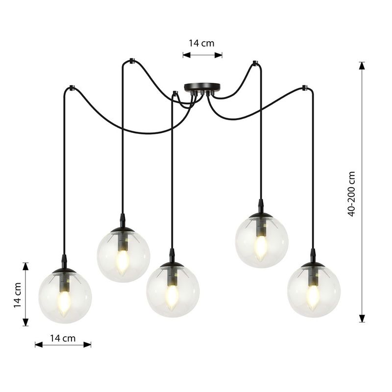 Emibig Lighting Taklampa GIGI 5 BL TRANSPARENT