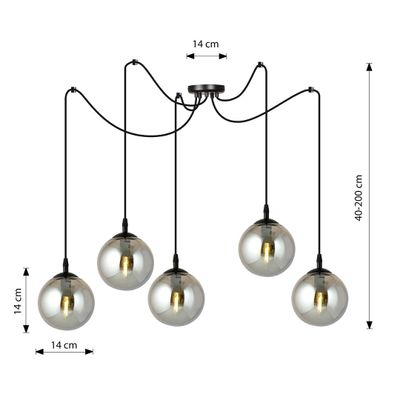 Emibig Lighting Taklampa GIGI 5 BL GRAFIT