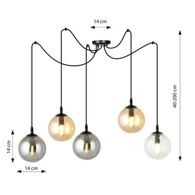 Emibig Lighting Taklampa GIGI 5 BL MIX