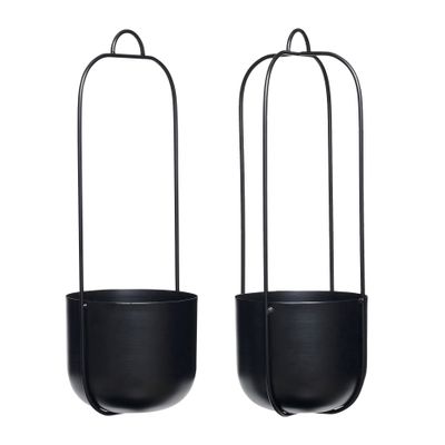 Hübsch Lotus Hängkrukor Svart (set om 2)