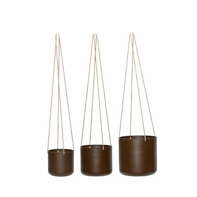 Hübsch Bloom Hängkrukor Stor Brun (set om 3)