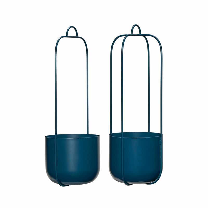 Hübsch Lotus Hängkrukor Petrol (set om 2)