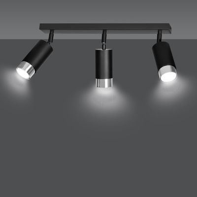 Emibig Lighting Taklampa HIRO 3 SVART/KROM