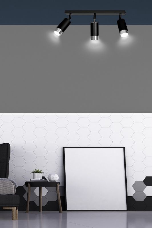 Emibig Lighting Taklampa HIRO 3 SVART/KROM