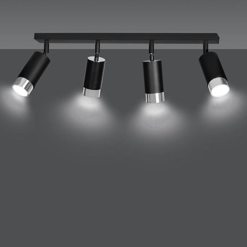 Emibig Lighting Taklampa HIRO 4 SVART/KROM