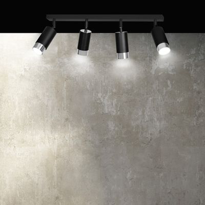 Emibig Lighting Taklampa HIRO 4 SVART/KROM