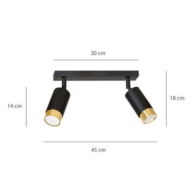 Emibig Lighting Taklampa HIRO 2 SVART/GULD