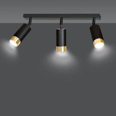 Emibig Lighting Taklampa HIRO 3 SVART/GULD