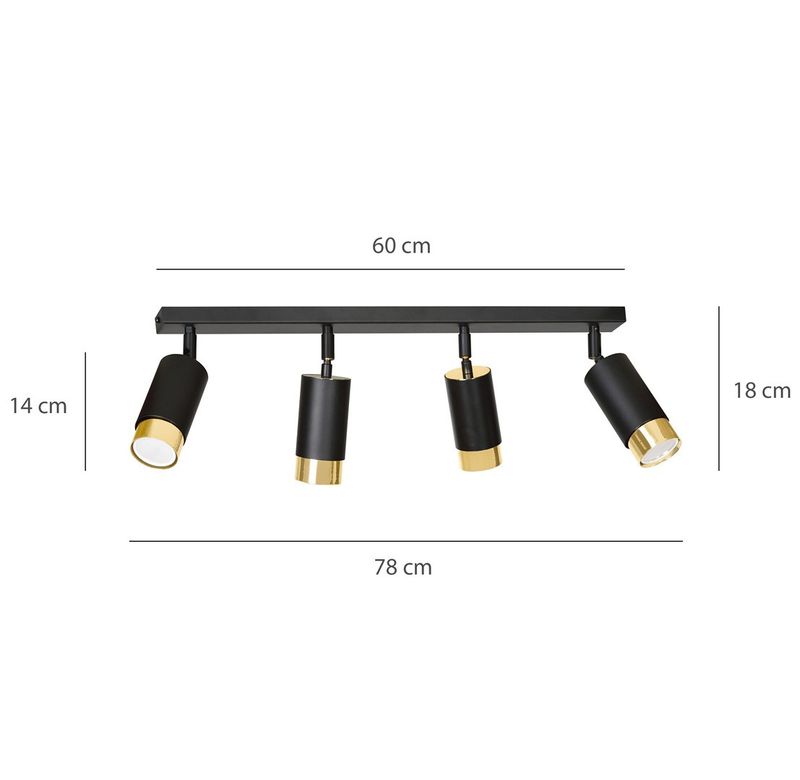Emibig Lighting Taklampa HIRO 4 SVART/GULD