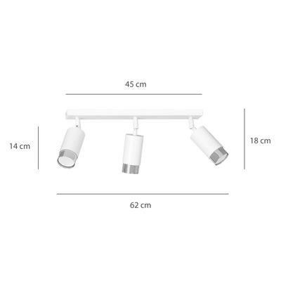 Emibig Lighting Taklampa HIRO 3 VIT/KROM