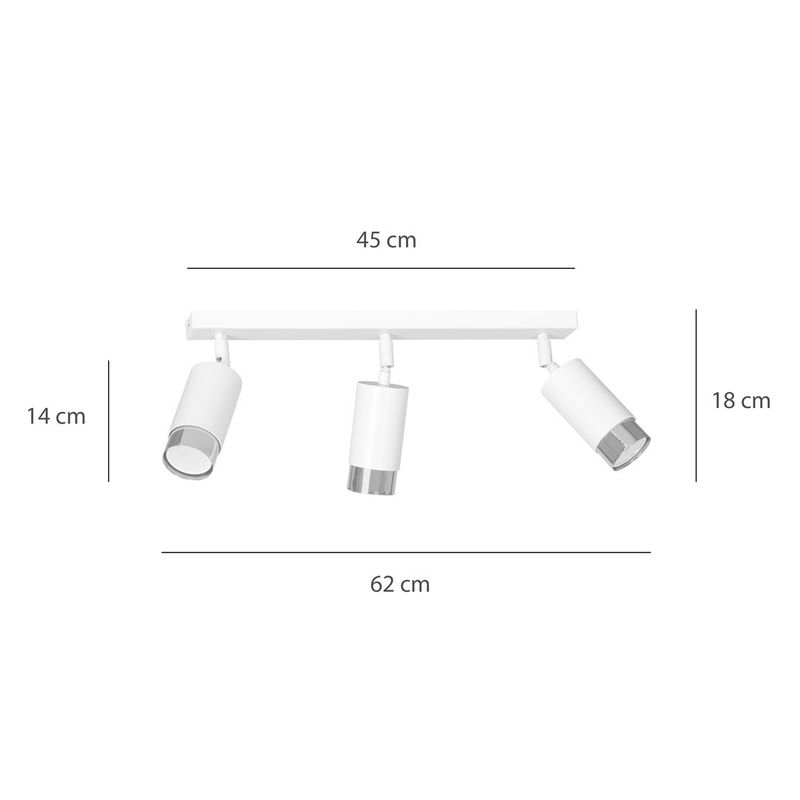 Emibig Lighting Taklampa HIRO 3 VIT/KROM