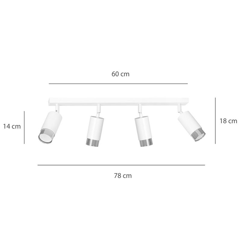 Emibig Lighting Taklampa HIRO 4 VIT/KROM