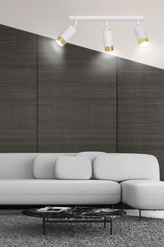 Emibig Lighting Taklampa HIRO 3 VIT/GULD