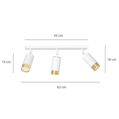 Emibig Lighting Taklampa HIRO 3 VIT/GULD