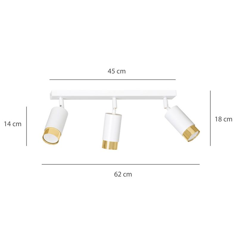 Emibig Lighting Taklampa HIRO 3 VIT/GULD