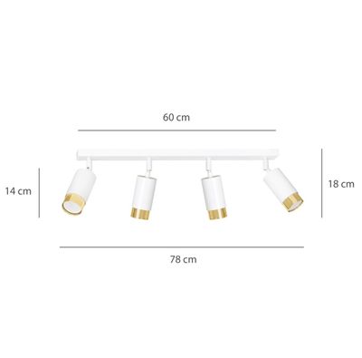 Emibig Lighting Taklampa HIRO 4 VIT/GULD