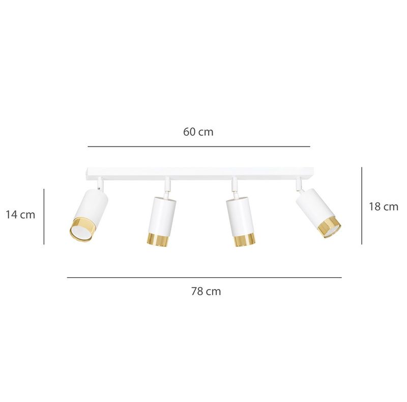 Emibig Lighting Taklampa HIRO 4 VIT/GULD