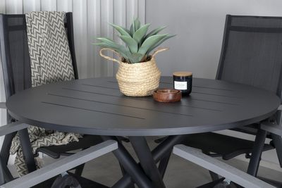Venture Home Alma & Albany Runt Matbord ⌀120 Svart + 4 st Positionsstolar Svart