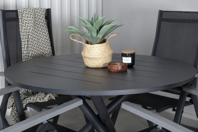 Venture Home Alma & Albany Runt Matbord ⌀120 Svart + 4 st Positionsstolar Svart
