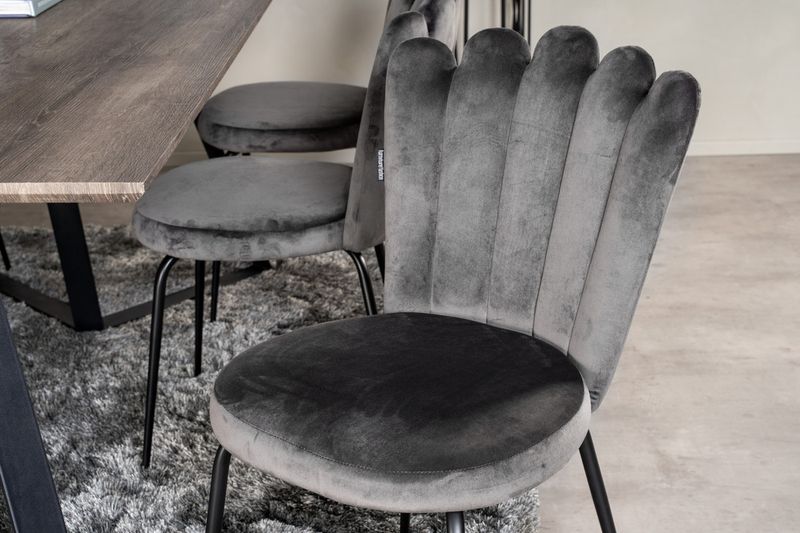 Venture Home Limhamn & Marina 6 st Matstolar Grå + Rektangulärt Matbord 180 x 90 Natur