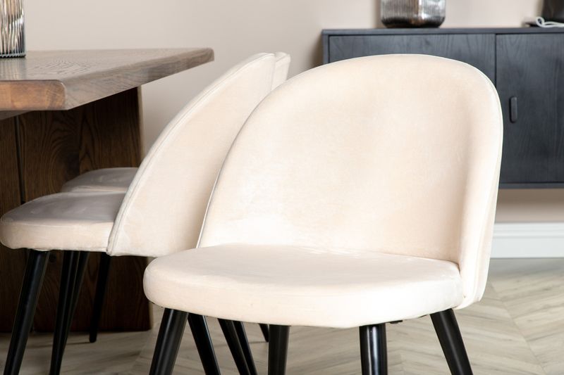 Venture Home Logger & Velvet Rektangulärt Matbord 210 x 100 Natur + Matstolar 6-pack Beige