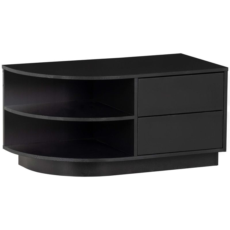 WOOOD FINCA TV-bänk rund vänster 78 cm grangren djup svart