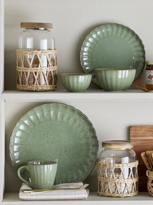 Bloomingville Latina Skål, Grön, Stengods 9 cm 6-pack