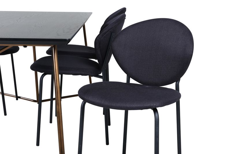 Venture Home Vault & Petra 6 st Matstolar Svart + Rektangulärt Matbord 190 x 90 Svart