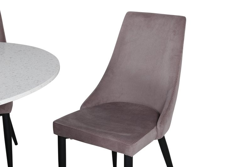 Venture Home Leone & Razzia 4 st Matstolar Gammelrosa + Runt Matbord ⌀106 Vit