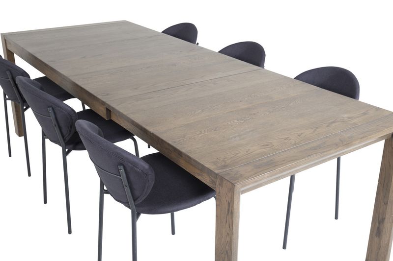 Venture Home Slider & Vault Rektangulärt Matbord 170 x 95 Natur + Matstolar 6-pack Svart