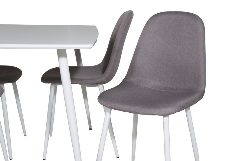 Venture Home Polar Rektangulärt Matbord 120 x 75 Vit + 6 st Matstolar Grå