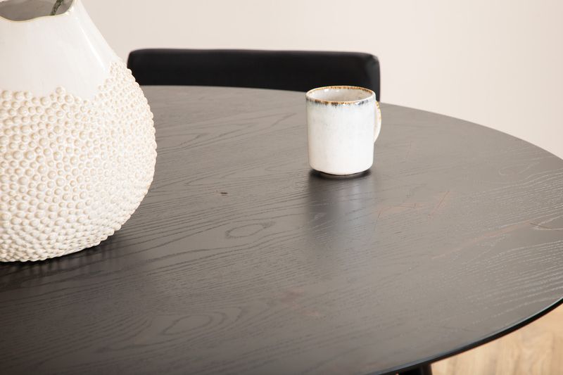 Venture Home Kenth & Dipp 4 st Matstolar Svart + Runt Matbord ⌀115 Svart