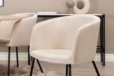 Venture Home Berit & Bianca 4 st Matstolar Beige + Runt Matbord ⌀110 Vitputsad