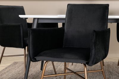 Venture Home Jimmy & Petra Rektangulärt Matbord 195 x 90 Vit + 6 st Matstolar Svart