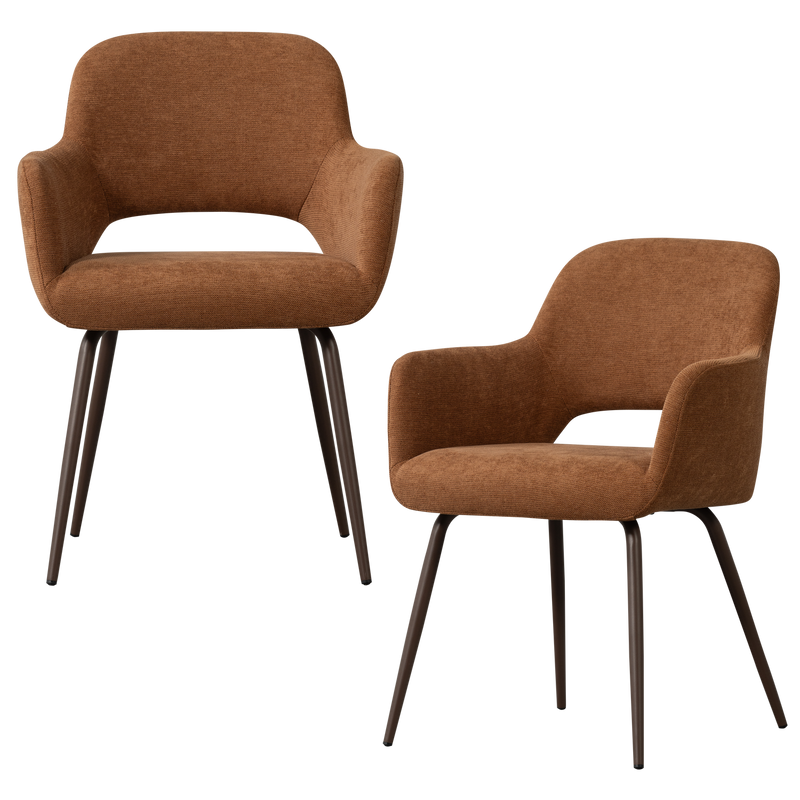 WOOOD Jenny Matstol i Vävd Brun Tyg 2 st