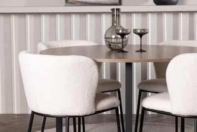 Venture Home Durango & Edina Runt Matbord ⌀120 Valnöt + 4 st Matstolar Vit