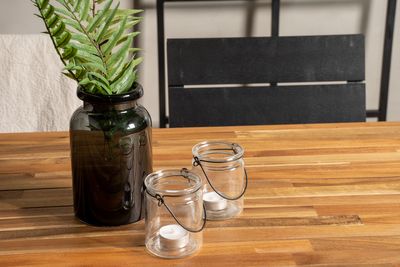 Venture Home Levels & Bois 6 st Matstolar Svart + Rektangulärt Matbord 205 x 90 Natur