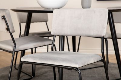 Venture Home Kenth & Dipp 4 st Matstolar Grå + Runt Matbord ⌀115 Svart