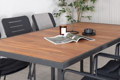 Venture Home Nicke & Khung 6 st Matstolar Svart + Rektangulärt Matbord 200 x 100 Natur