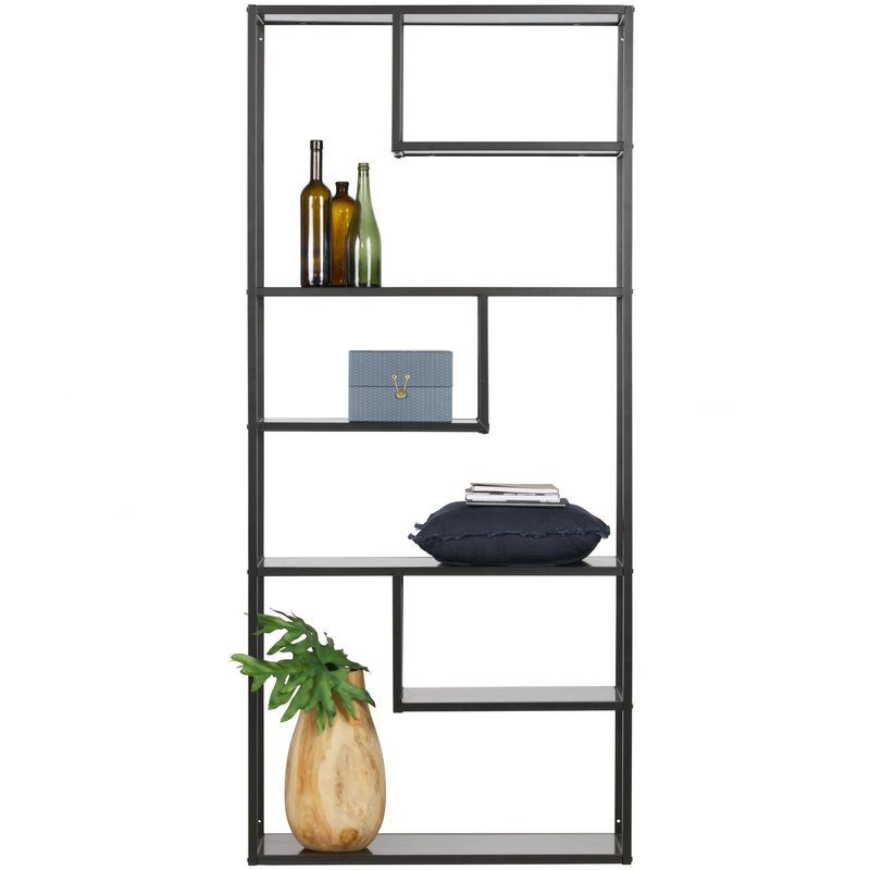 WOOOD TEUN VAKKENKAST ZWART Bokhylla i Svart Metall