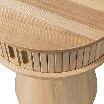 WOOOD Karri Runt Nattduksbord i MDF och Furu, Naturlig