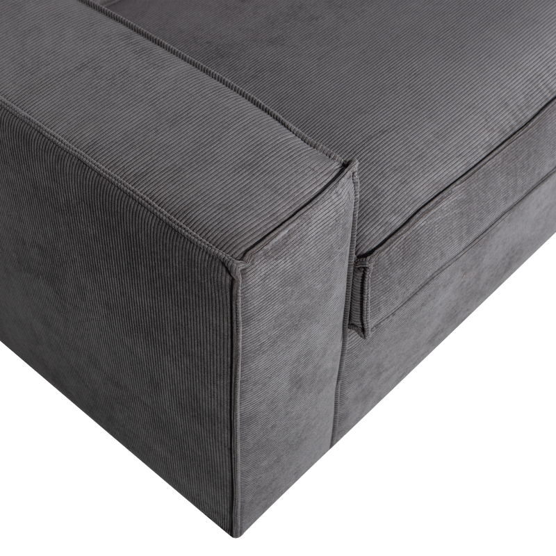 WOOOD Thomas Hörnsoffa med Ribbtäckning Höger Mörkgrå