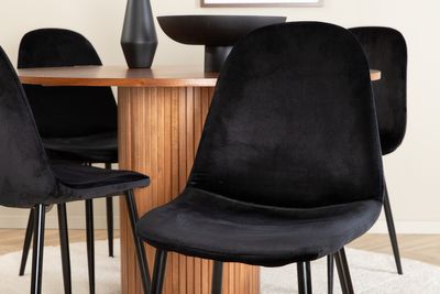 Venture Home Bianca & Polar Runt Matbord ⌀110 Valnöt + 4 st Matstolar Svart